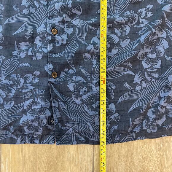 Tommy Bahama Silk Hawaiian Shirt L Blue Floral Camp Aloha Short Sleeve Original - Picture 6 of 9